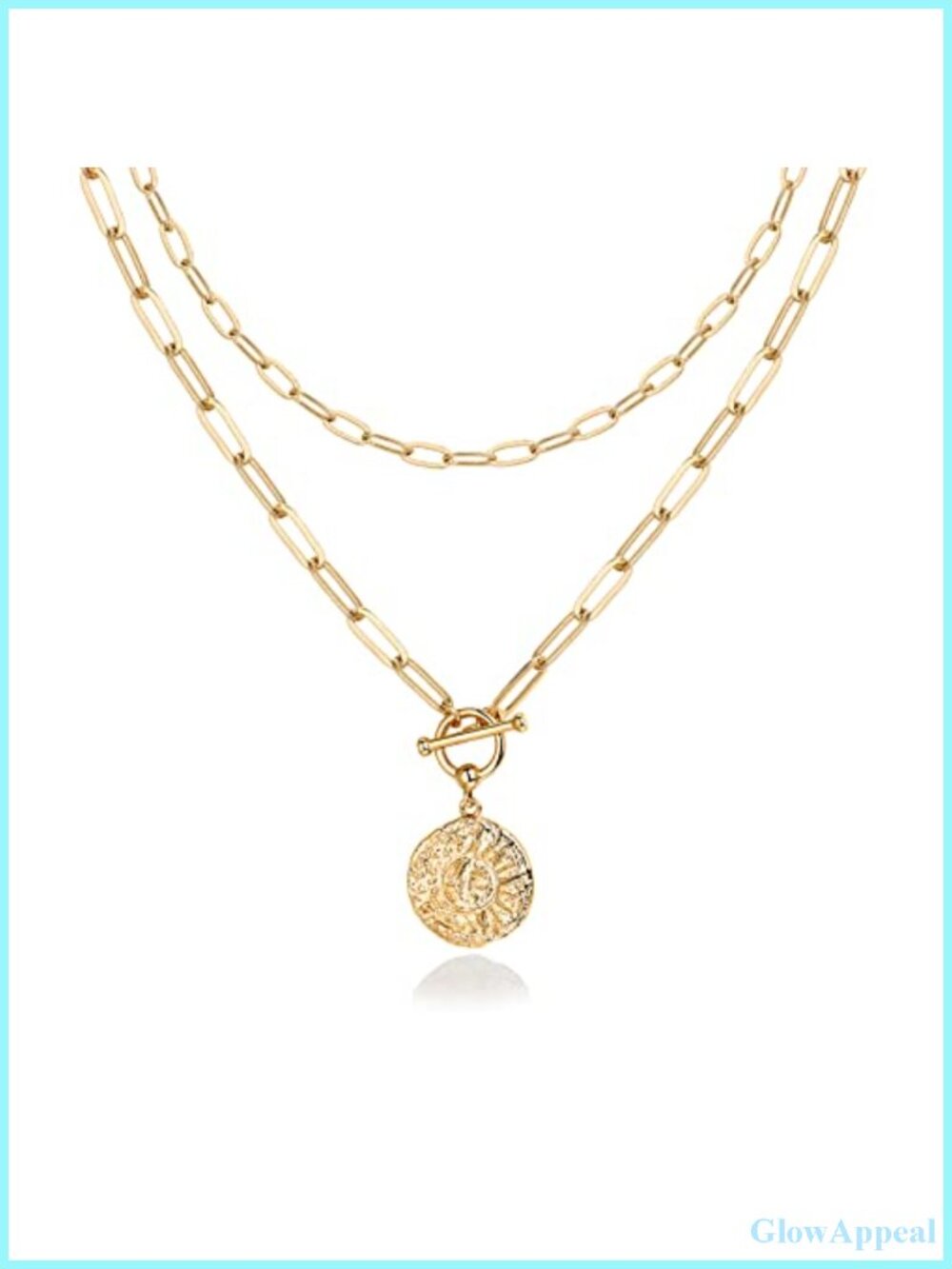 14K Gold Plated Layered Necklace Set Dainty Pendant Women